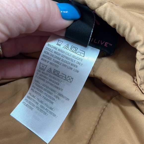 Reversible Quilted Floral Brown Tan Khaki Vest Puffer w/Pockets on tan side - Sm - Picture 6 of 9